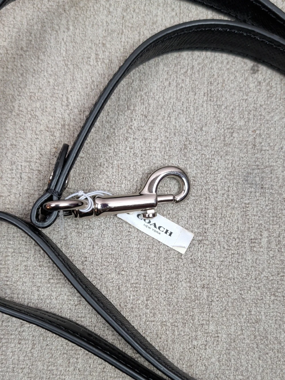 Coach Black Leather Dog Leash New Nwt